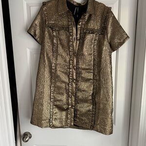 Metallic Gold Short Sleeve Blouse